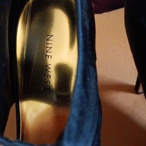 Nine West Black Satin Jeweled Heel